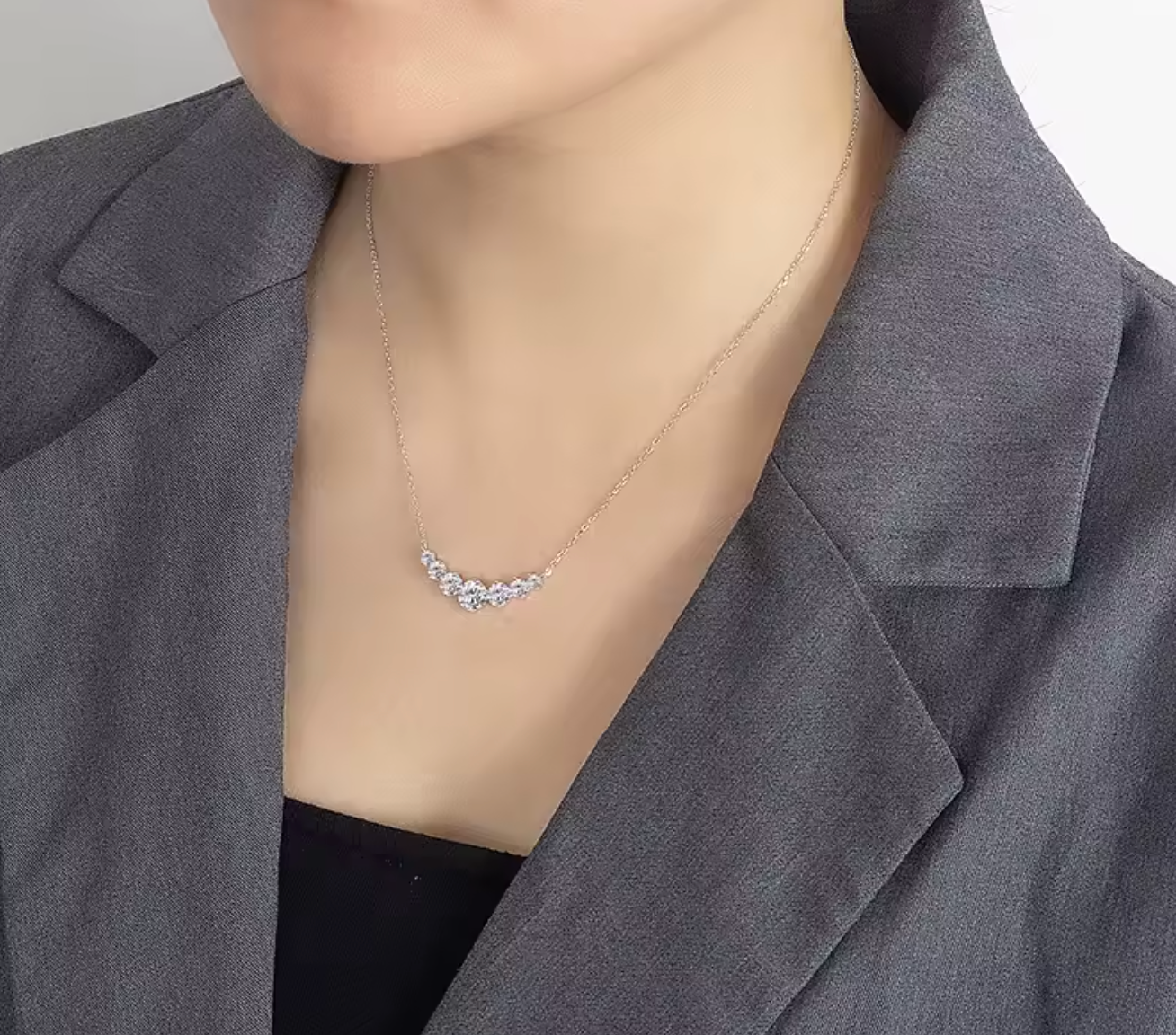 S925 Pure Silver Sparkling Diamond Pendant Necklace