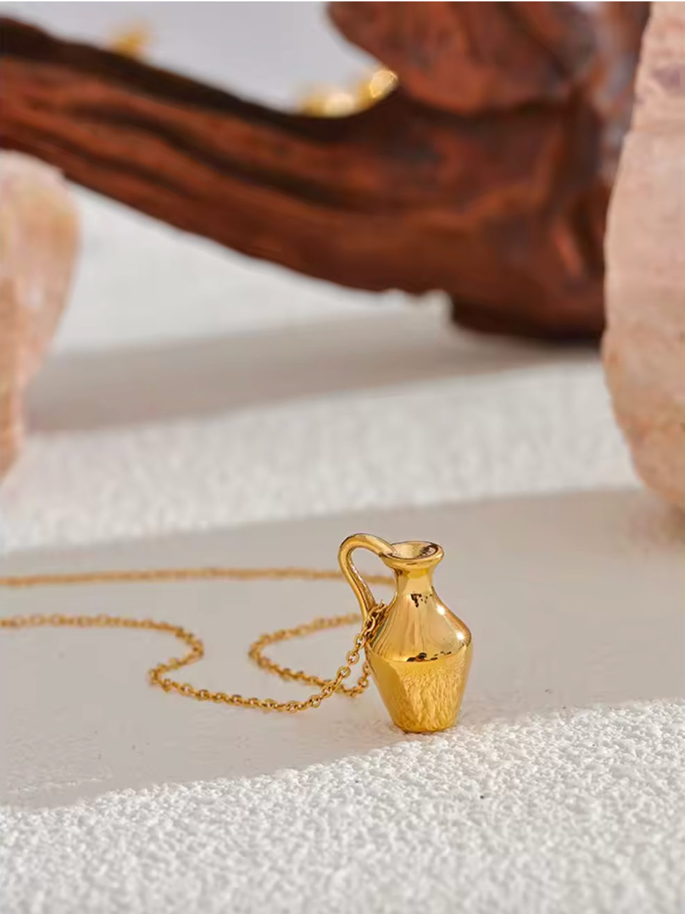 Personalized Solid Metal Vase Kettle Charm Necklace