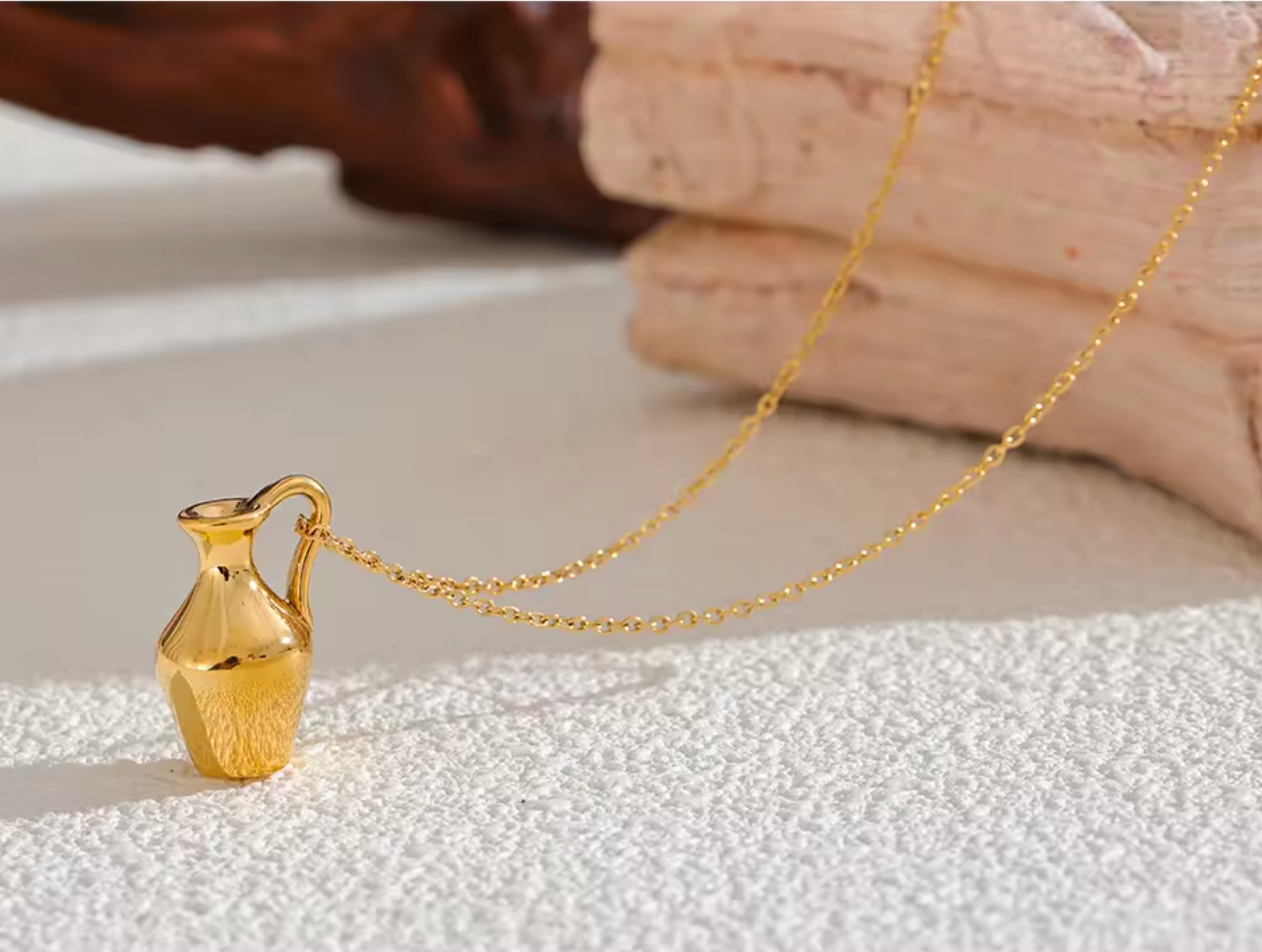 Personalized Solid Metal Vase Kettle Charm Necklace