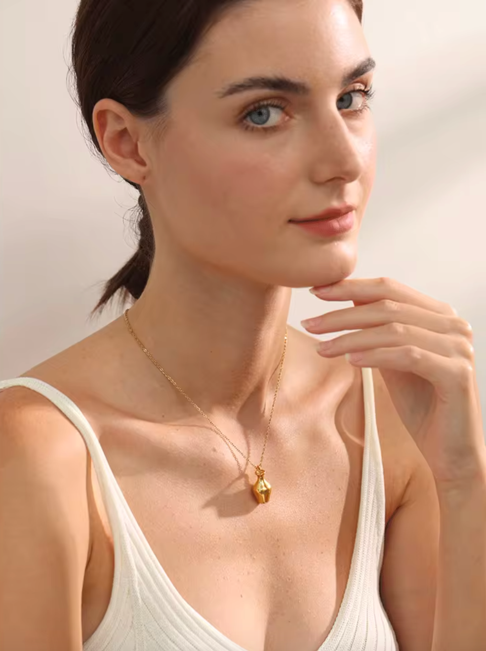 Personalized Solid Metal Vase Kettle Charm Necklace