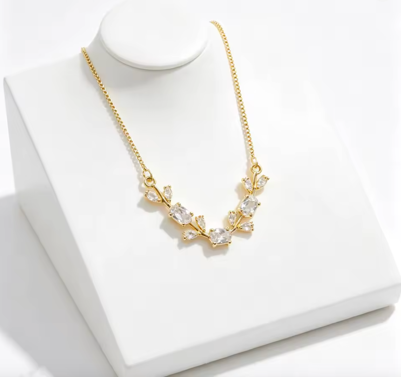 Leaf Vine Rhinestone Choker Necklace for Women