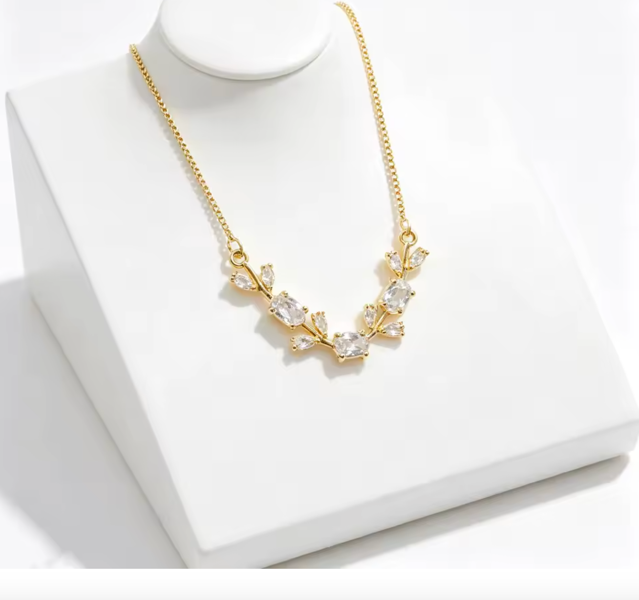 Leaf Vine Rhinestone Choker Necklace for Women