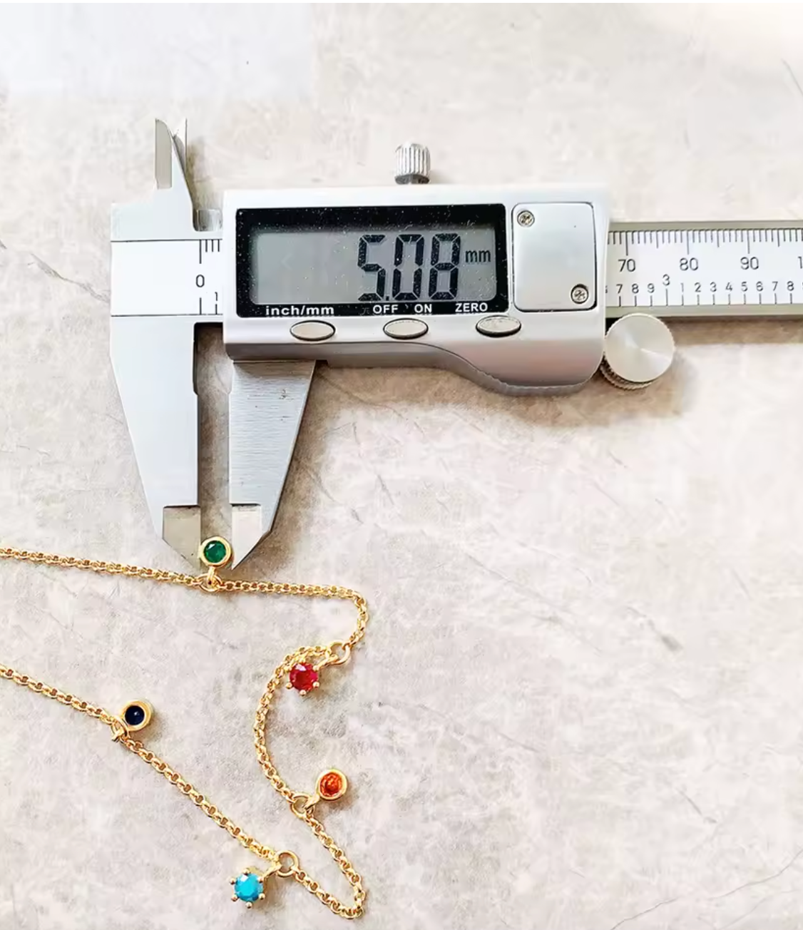 Colorful Stone Golden Link Chain Necklace