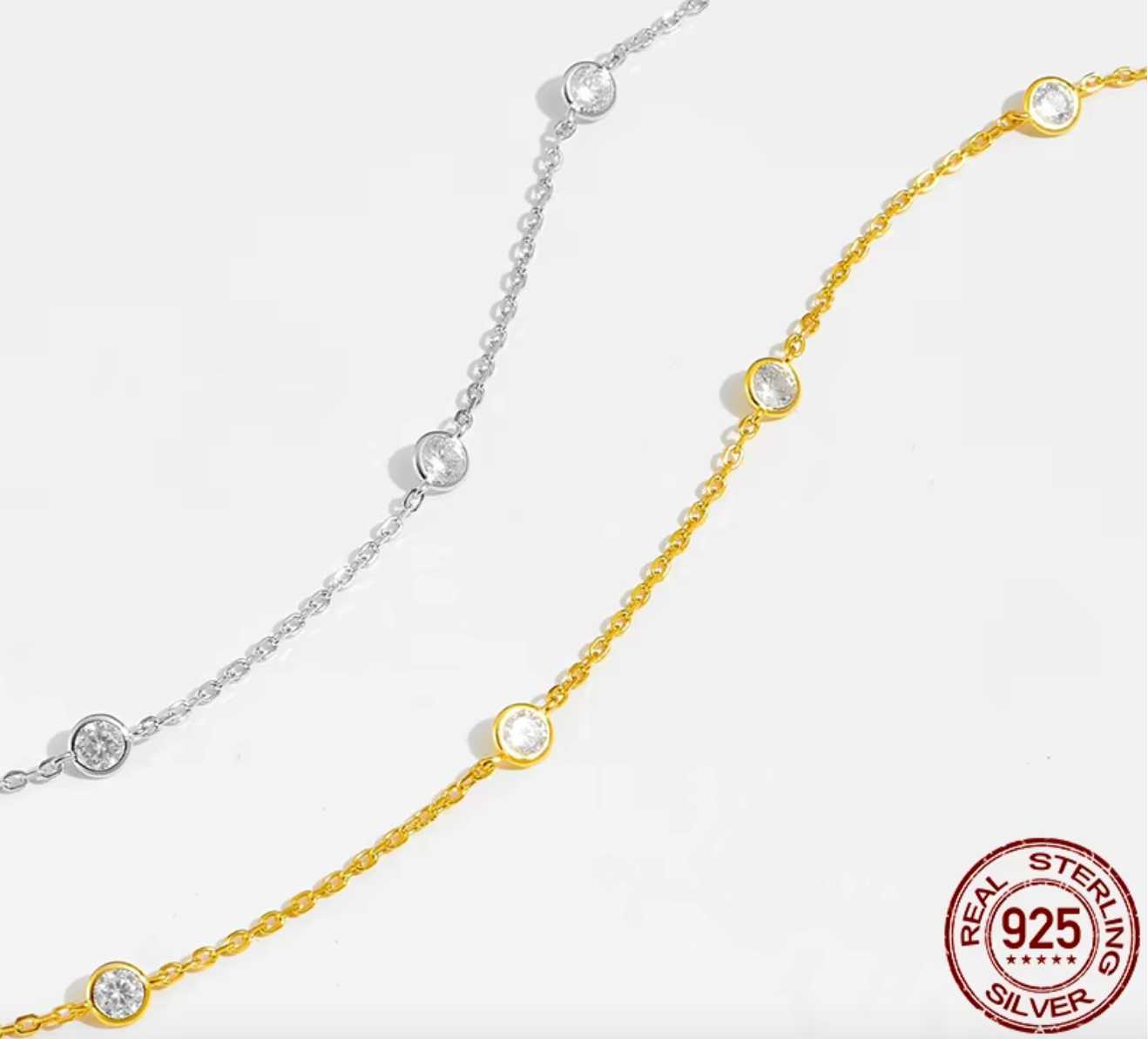 925 Sterling Silver 18K Gold Layering Choker for Women