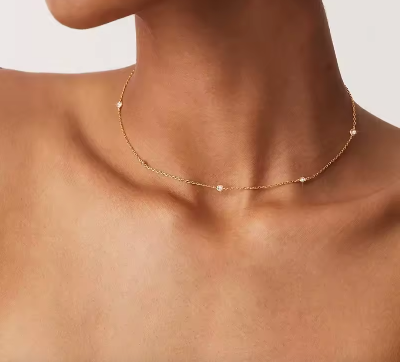 925 Sterling Silver 18K Gold Layering Choker for Women