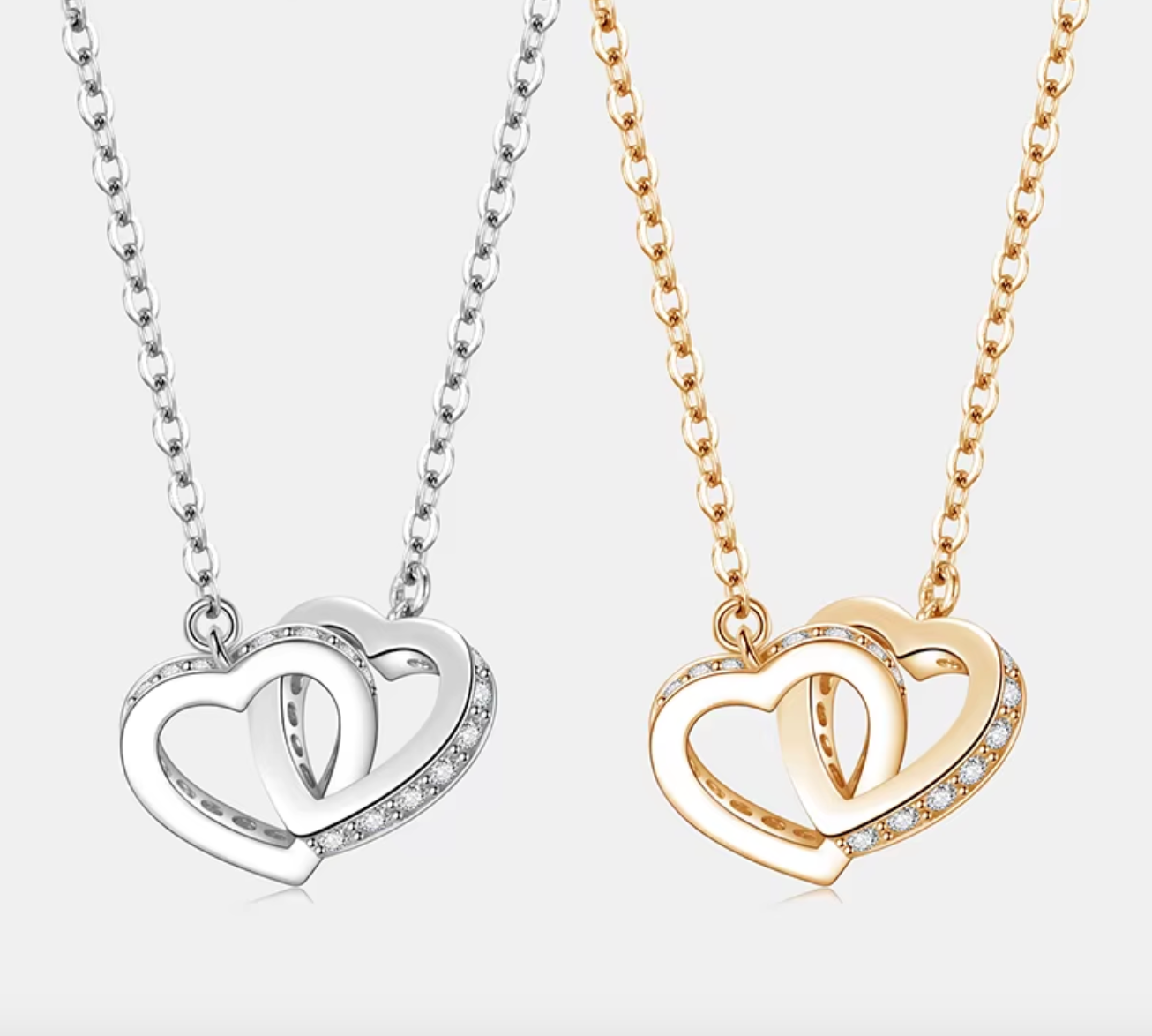 Moissanite Double Heart Necklace