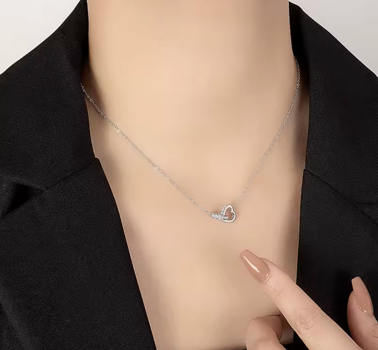 Moissanite Double Heart Necklace