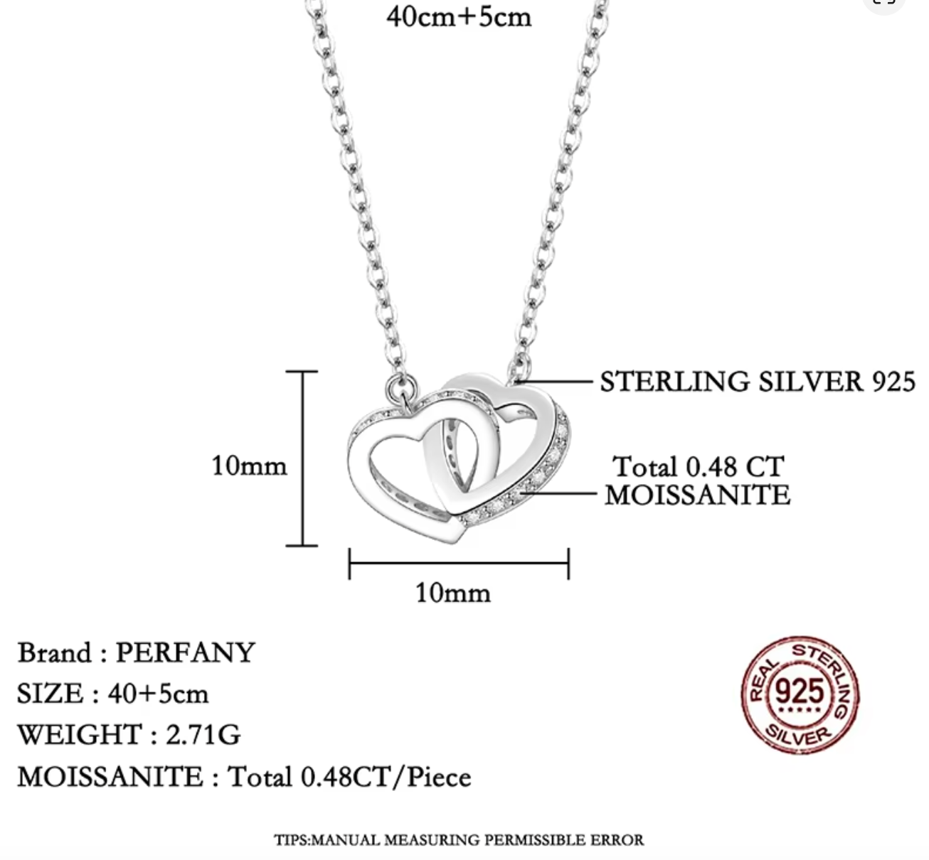 Moissanite Double Heart Necklace