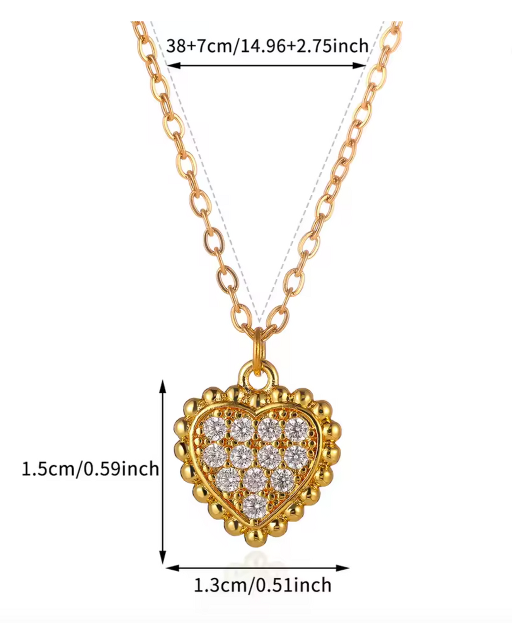 Vintage Beads Crystal Heart Necklace