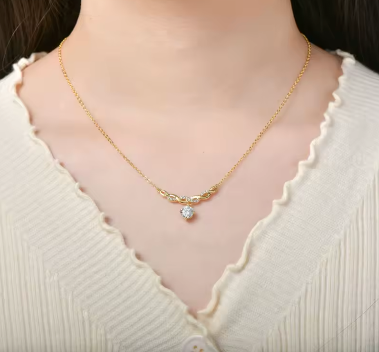 6.5MM Moissanite Infinity Necklace