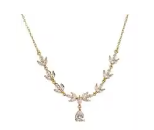 Luxury Water Drop Cubic Zircon Leaf Choker Necklace